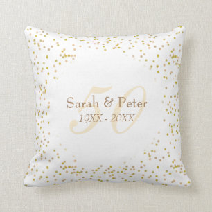 50th Wedding Anniversary Gold Dust Confetti Cushion