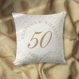 50th Wedding Anniversary Gold Dust Confetti Cushion