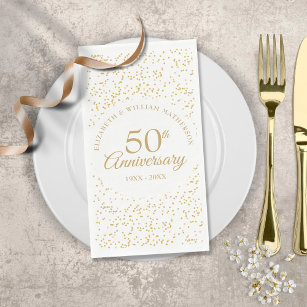 50th Wedding Anniversary Gold Dust Confetti Napkin