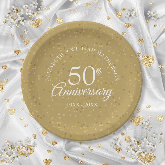 50th Wedding Anniversary Gold Dust Confetti Paper Plate (50th Wedding Anniversary Gold Dust Confetti Paper Plates)