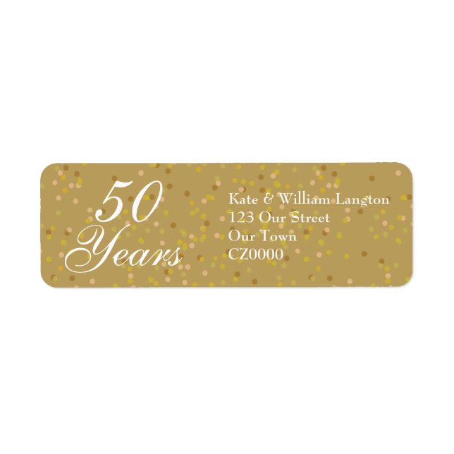 50th Wedding Anniversary Gold Dust Confetti Return Address Label (Front)