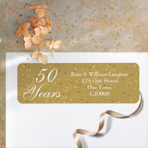 50th Wedding Anniversary Gold Dust Confetti Return Address Label