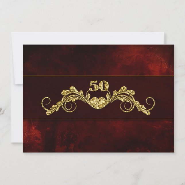 50th Wedding Anniversary - Gold ELegance Invitation (Front)