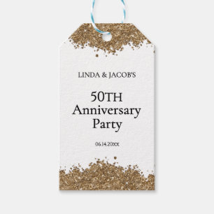50th Wedding Anniversary Gold Faux Glitter Gift Tags