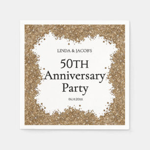 50th Wedding Anniversary Gold Faux Glitter Napkin