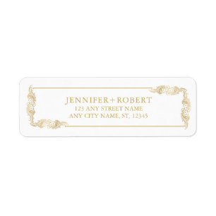50th Wedding Anniversary Gold Floral Frame Return Address Label