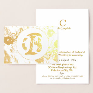 50th Wedding Anniversary Gold Foil Floral Invite