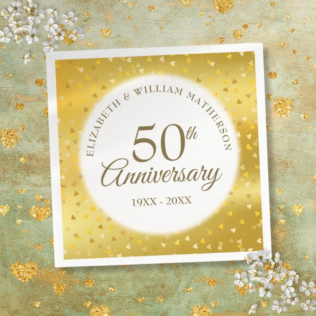 50th Wedding Anniversary Gold Foil Hearts Confetti Napkin (50th Wedding Anniversary Gold Foil Hearts Confetti Napkins)
