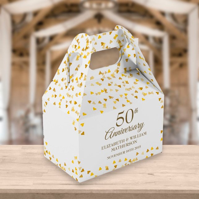 50th Wedding Anniversary Gold Hearts Favour Box (Creator Uploaded)