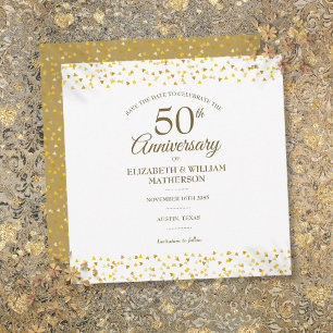 50th Wedding Anniversary Gold Hearts Square Save The Date