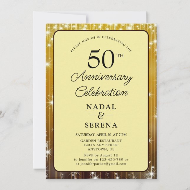 50th Wedding Anniversary Gold  Invitation (Front)