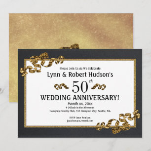 50th Wedding Anniversary Gold Invitation