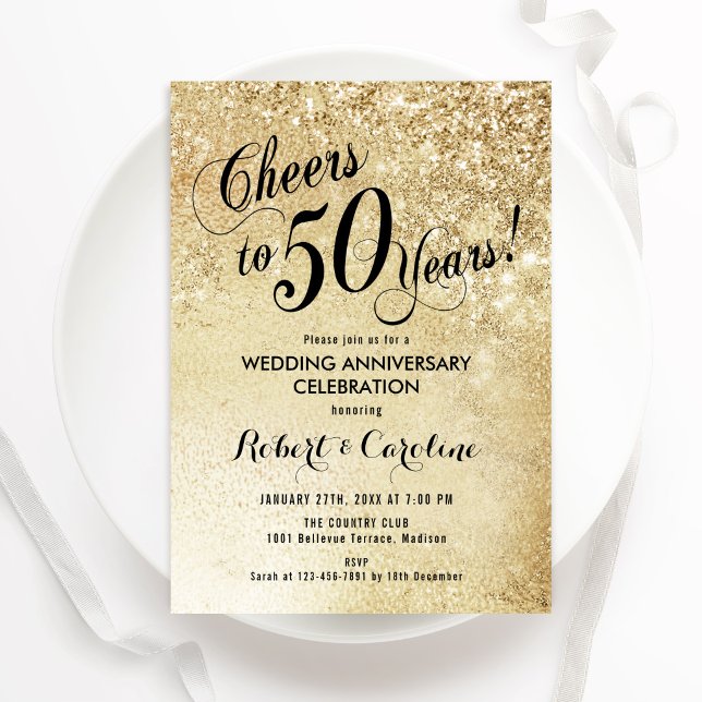 50th Wedding Anniversary Gold Invitation (Creator Uploaded)