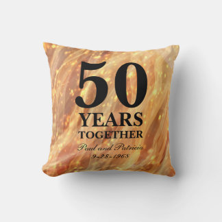 50th Wedding Anniversary Gold Party Lights Cushion
