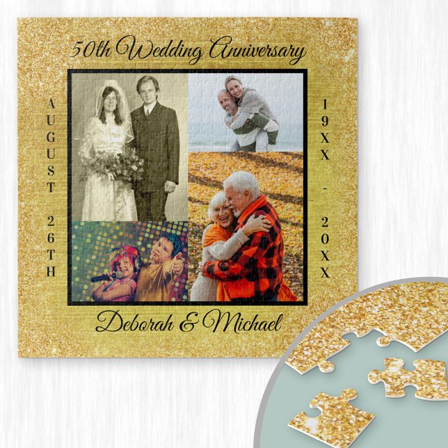 50th Wedding Anniversary Gold Personalized Photo Jigsaw Puzzle (Creator Uploaded)