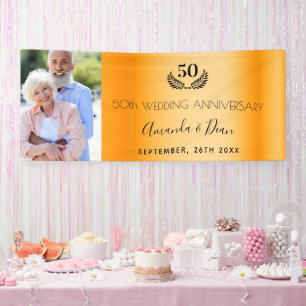 50th wedding anniversary gold photo banner