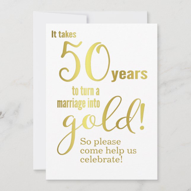 50th Wedding Anniversary Gold Quote Invitation (Front)