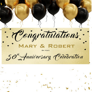 50th Wedding Anniversary Gold Reception Banner