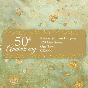 50th Wedding Anniversary Gold Return Address Label