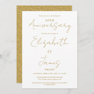 50th Wedding Anniversary Gold Script Wedding Invitation