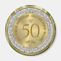 50th Wedding Anniversary Gold White Diamonds