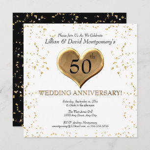 50th Wedding Anniversary, Golden, Couples Names Invitation