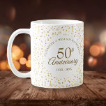 50th Wedding Anniversary Golden Hearts Coffee Mug<br><div class="desc">Designed to coordinate with our 50th Anniversary Golden Hearts collection. Featuring delicate golden hearts. Personalize with your special fifty years golden anniversary information in chic gold lettering. Designed by Thisisnotme©</div>