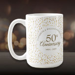 50th Wedding Anniversary Golden Hearts Coffee Mug<br><div class="desc">Featuring delicate golden hearts. Personalise with your special fifty years golden anniversary information in chic gold lettering. Designed by Thisisnotme©</div>