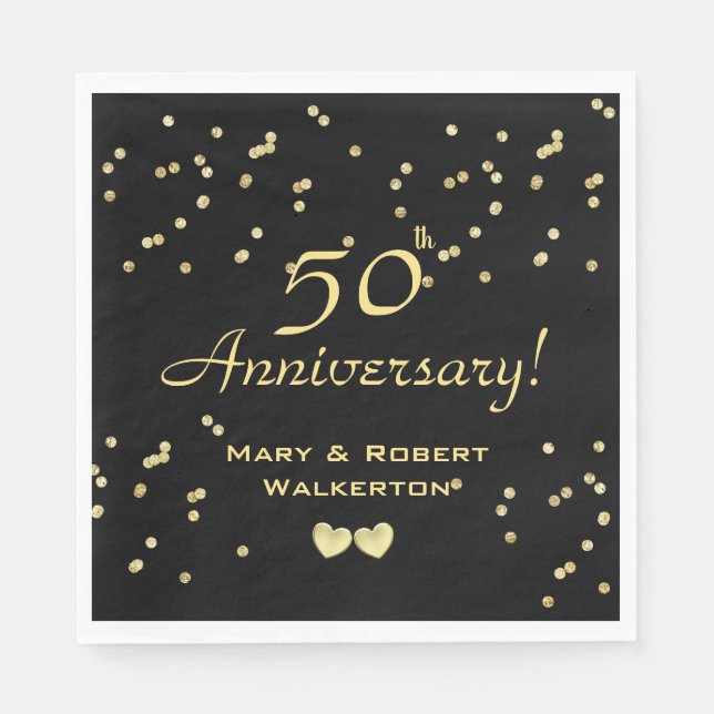 50th Wedding Anniversary - Golden Hearts Napkins (Front)