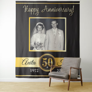 50th Wedding Anniversary Golden Jubilee Photo Tapestry