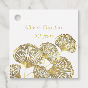 50th Wedding Anniversary Golden Leaves Favour Tags