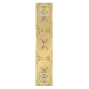 50th Wedding Anniversary Golden Ochre Short Table Runner