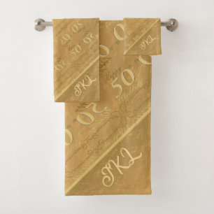 50th Wedding Anniversary Golden Ochre Towel