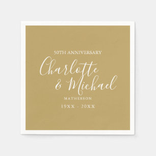 50th Wedding Anniversary Golden Signature Script Napkin