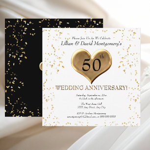 50th Wedding Anniversary Golden With Names Invitation