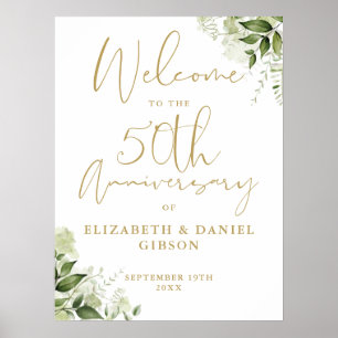 50th Wedding Anniversary Greenery Welcome Sign