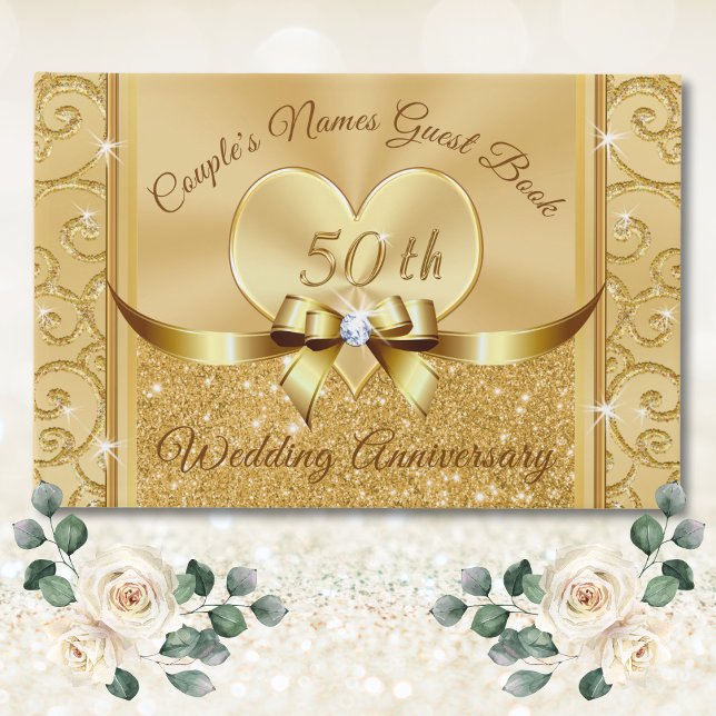 50th Wedding Anniversary Guest Book Personalised (50th Wedding Anniversary Guest Book. Golden anniversary guest book. 50th anniversary guest book.)