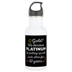 50th Wedding Anniversary I - Gold Funny Couple 532 Ml Water Bottle