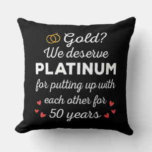 50th Wedding Anniversary I - Gold Funny Couple Cushion