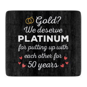 50th Wedding Anniversary I - Gold Funny Couple Cutting Board