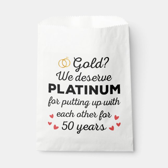 50th Wedding Anniversary I - Gold Funny Couple Favour Bag (Front)