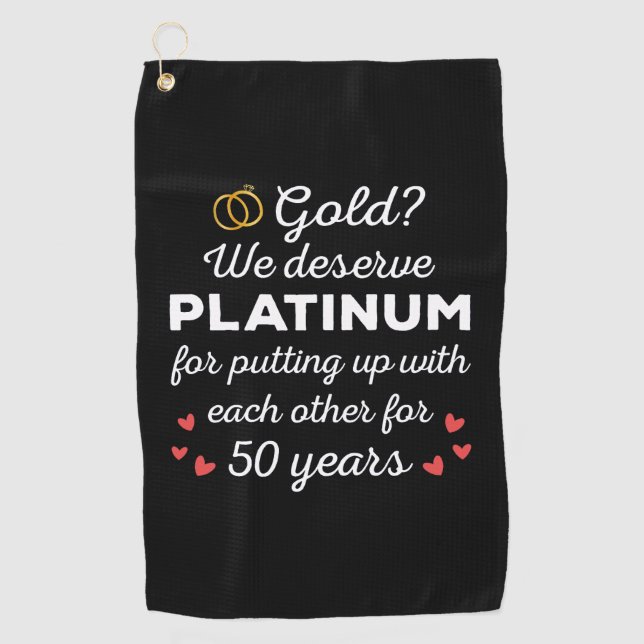 50th Wedding Anniversary I - Gold Funny Couple Golf Towel (Front)