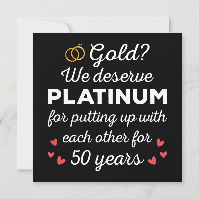 50th Wedding Anniversary I - Gold Funny Couple Invitation (Front)
