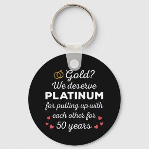 50th Wedding Anniversary I - Gold Funny Couple Key Ring