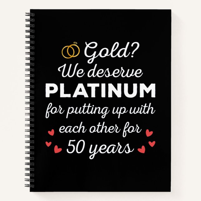 50th Wedding Anniversary I - Gold Funny Couple Notebook (Front)