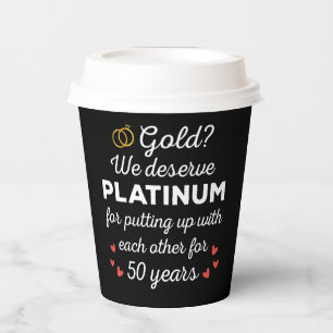 50th Wedding Anniversary I - Gold Funny Couple Paper Cups