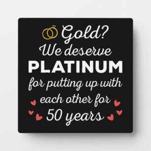 50th Wedding Anniversary I - Gold Funny Couple Plaque
