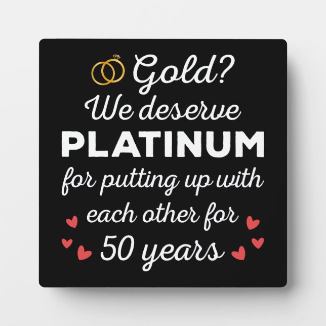 50th Wedding Anniversary I - Gold Funny Couple Plaque (Front)