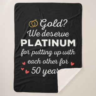 50th Wedding Anniversary I - Gold Funny Couple Sherpa Blanket