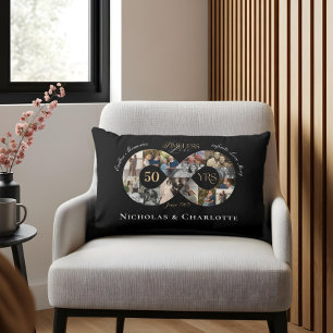 50th Wedding Anniversary Infinity Photo Collage Lumbar Cushion